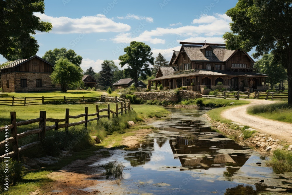 village in the morning ,garden in the village village in the morning ,garden in the village