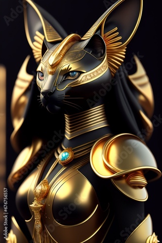 This stock photo depicts the ancient Egyptian goddess Bastet, She is the goddess of cats, fertility, and motherhood. photo