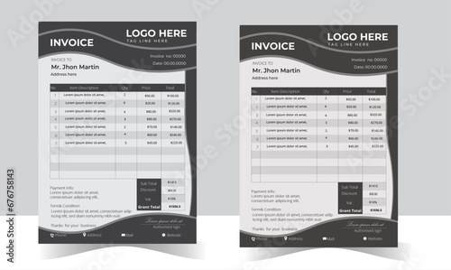 Business corporate creative invoice template. Business invoice for your business, Corporate business minimalist invoice design, Bill form business invoice accounting photo