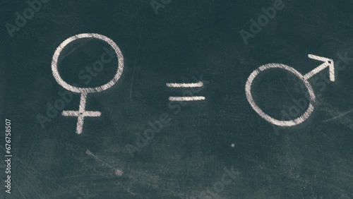 Gender equality hand written on a school board  photo