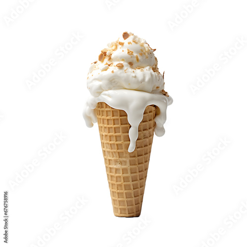 vanilla ice cream cone with transparent background