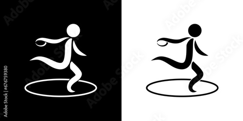 Pictogrammes représentant la compétition du lancer de disque, une des disciplines des sports d’athlétisme.