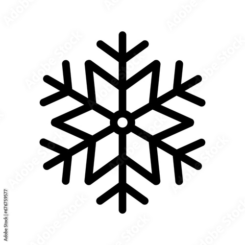 Simple snowflake christmas icon. Abstract snow logo frost cold weather. Winter precipitation. Flat vector illustration in line art style