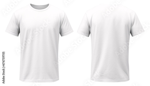 White T-shirt Mockup, Front and back view, Transparent background, PNG file. Template for graphic design