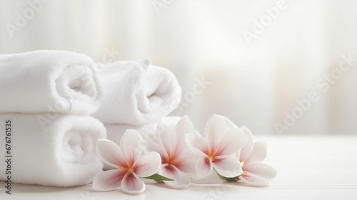 Spa Serenity  Plumeria Adorned Towel Stack