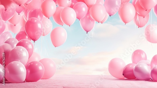 Dive into delight  A background adorned with pink balloons  joyous and celebratory. Invest in stocks that capture the lively essence of festivities.