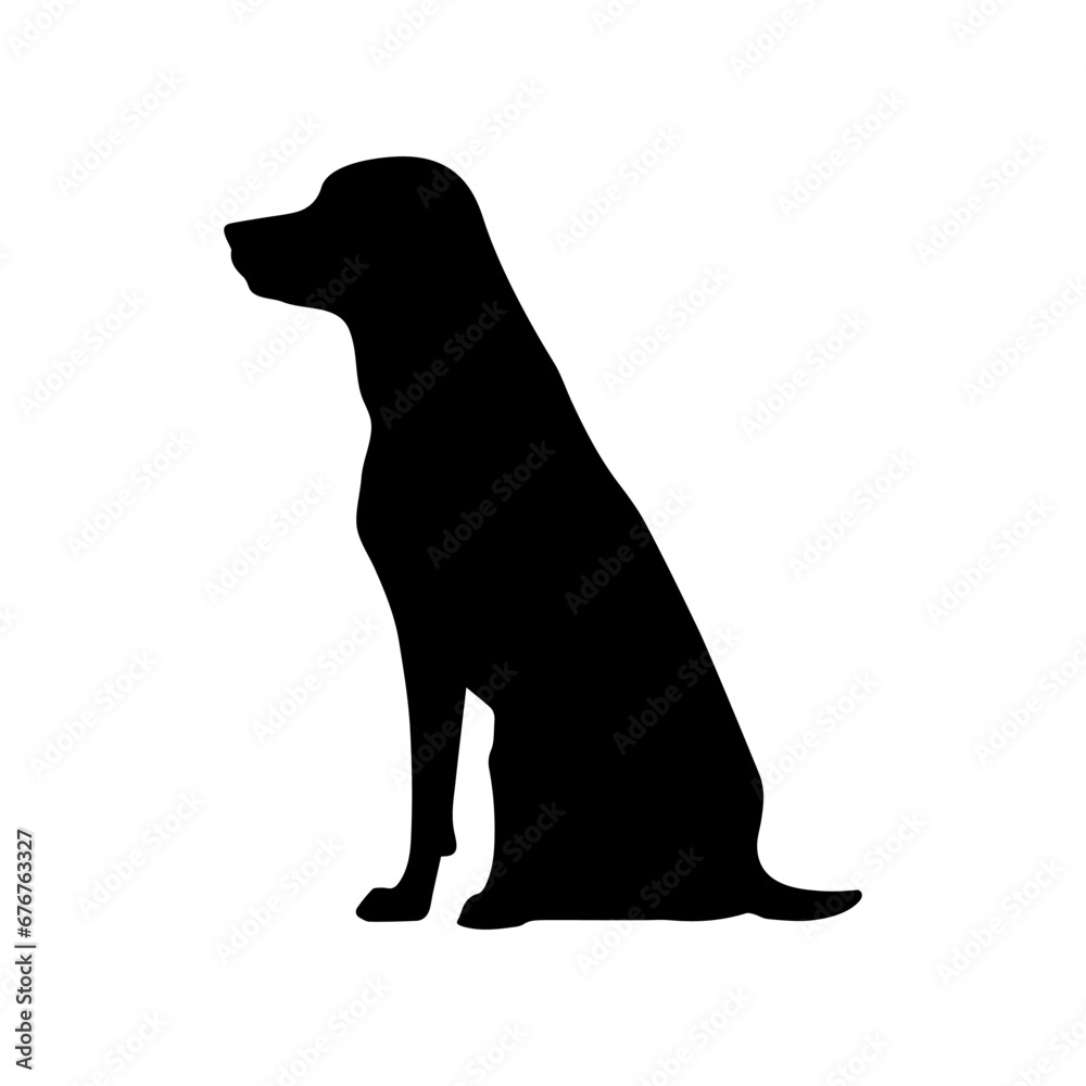 Sitting dog silhouette vector icon