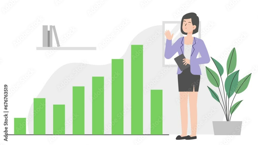 Woman with growth chart Woman with growth chart