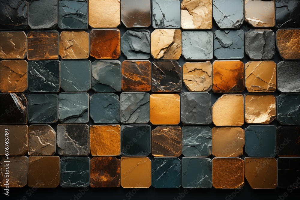 Φωτογραφία An AI illustration of a bunch of marble tiles are shown in this image in golden