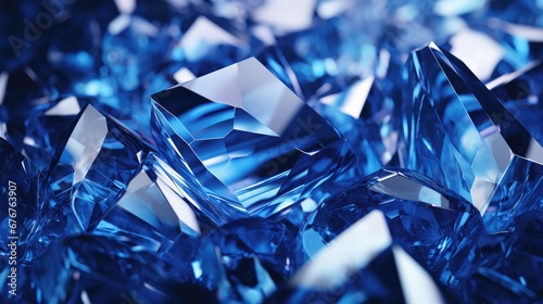 "Dive into artistry! Behold an abstract blue crystal refraction background.