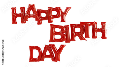 Canvas Print balloon text of red Happy Birthday on white background, Happy Birthday Golden 3D text isolated on a white background