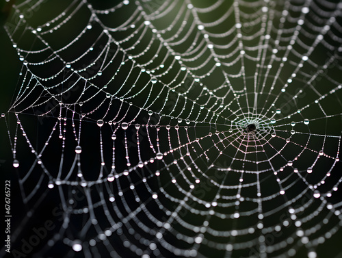Spiderweb with raindrops background.