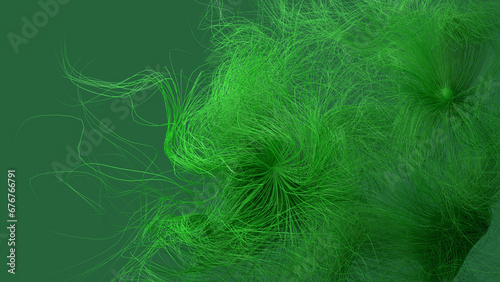 Green chaotic algae on monochrome background abstract wallpaper (ID: 676766791)