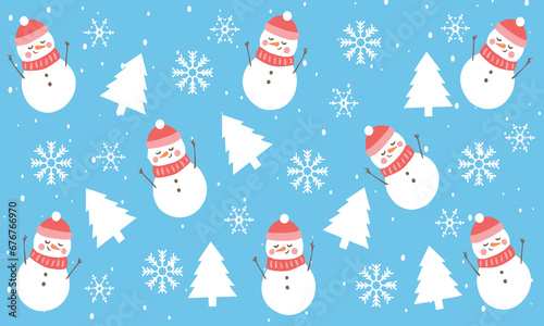 Christmas pattern seamless. Snowman  snowflake on background template vector EPS10