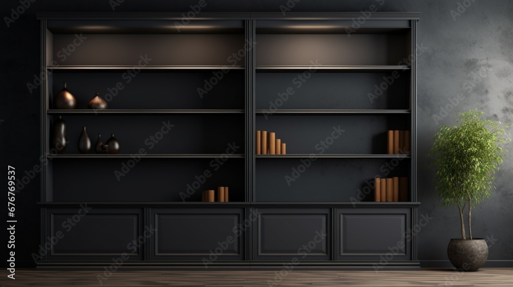 shelves with books   generated by AI