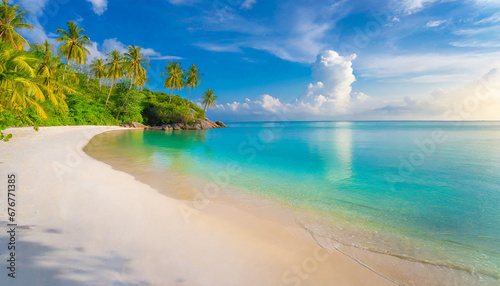 beautiful amazing beach tropical shore background as summer landscape white sand calm sea sky banner tranquil beach scene vacation and summer holiday concept dream sunny panoramic nature paradise