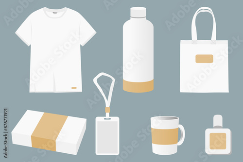Vector packaging and souvenir set. Blank business corporate identity templates or gifts. Promotional Mock up.
