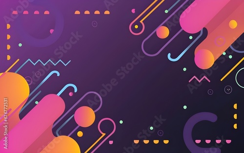 abstract 2d wallpaper  neon lines  circles  shapes  purple black blue colorful background  ai generative