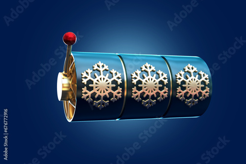 casino snow winter snowflakes slot machine 3d render 3d rendering illustration 