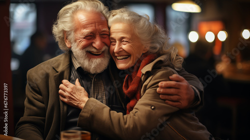 Candid photo of an elderly man is very happy, he won a Prize in the lottery 