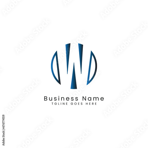 Letter W logo, Round shape symbol, Digital, Technology, Media, Cutout Design