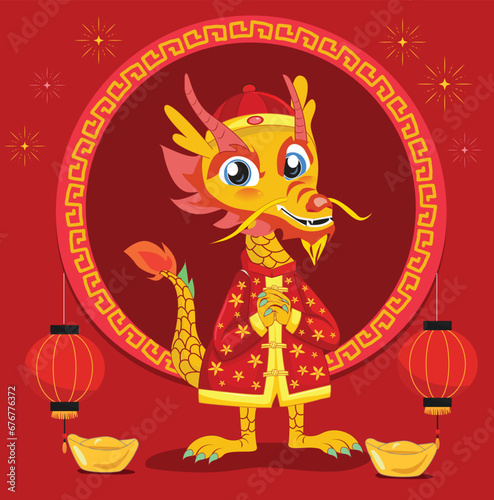 happy chinese new year 2024, year of the dragon, 
happy new year illustration for posters, cards, calendars, signs, 
banners, websites, public relations and other designs