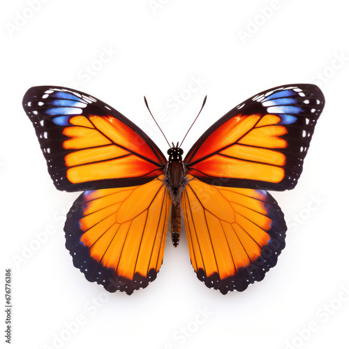 Bright Yellow and blue Butterfly  Isolated on Clean White Background © pkproject