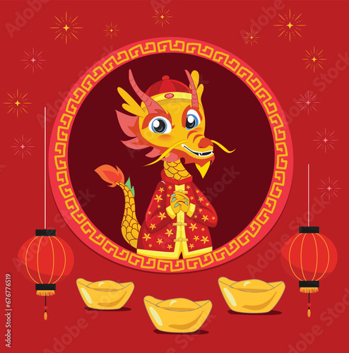 happy chinese new year 2024, year of the dragon, 
happy new year illustration for posters, cards, calendars, signs, 
banners, websites, public relations and other designs