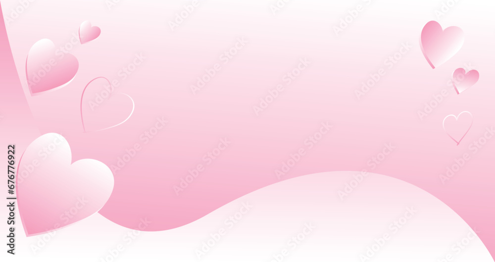 Valentine's Day background with pink hearts. Vector illustration.