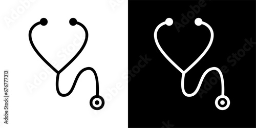 Stethoscope Icon. Health icon. Black icon. Medical devices. Hospital.