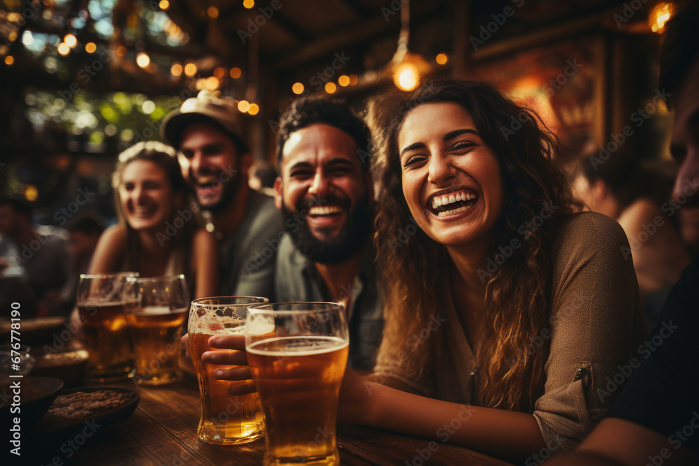 People drinking beer.