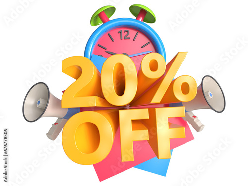 3D 20% Off sale Tag high-quality rendering 