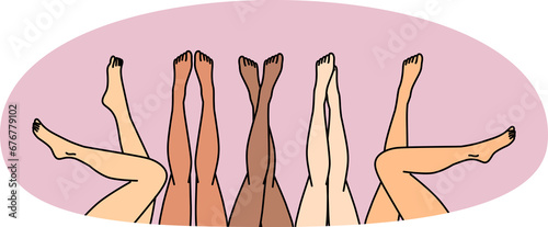 Diverse interracial girls showing legs