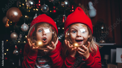 Enfants de noël - Illustration de Noël - Hiver et fête de saison