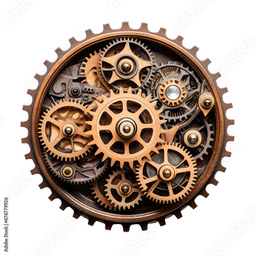 Gnomish Gear, transparent background, isolated image, generative AI

