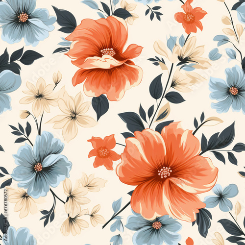 Seamless floral pattern with hand drawn flowers. Vector illustration. © Aonsnoopy
