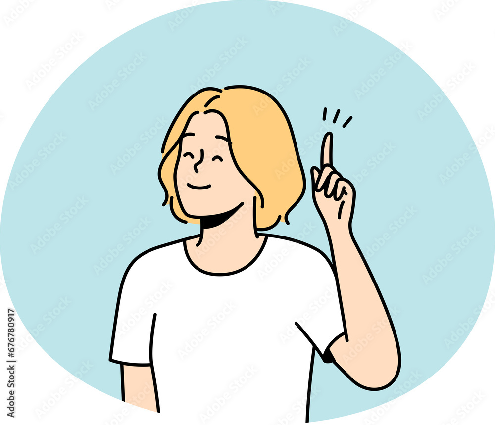Smiling woman find answer to problem Smiling woman find answer to problem
