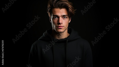man in a black jacket and black background