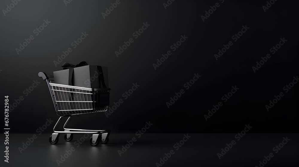 Shopaholic online shopping. Black friday sale promotion background