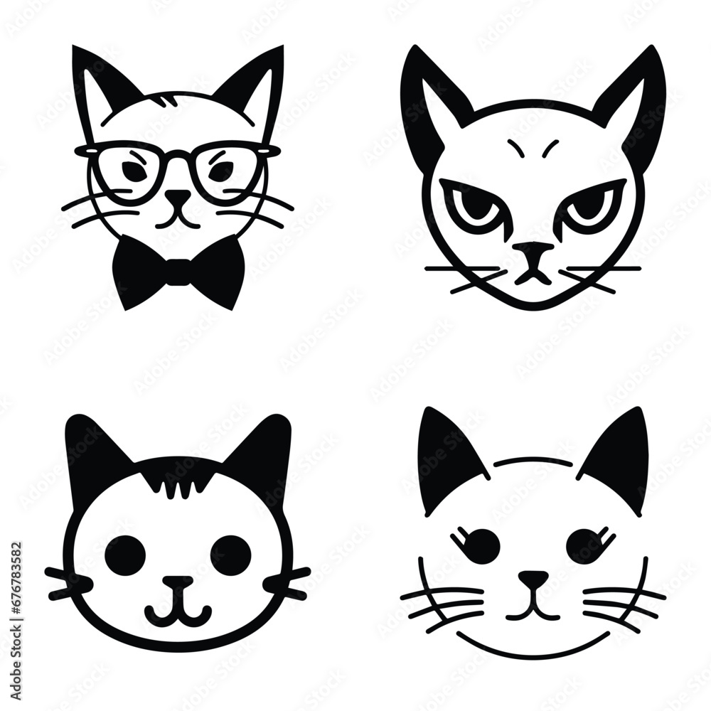 Cats3 Flat Icon Set Isolated On White Background Cats3 Flat Icon Set Isolated On White Background