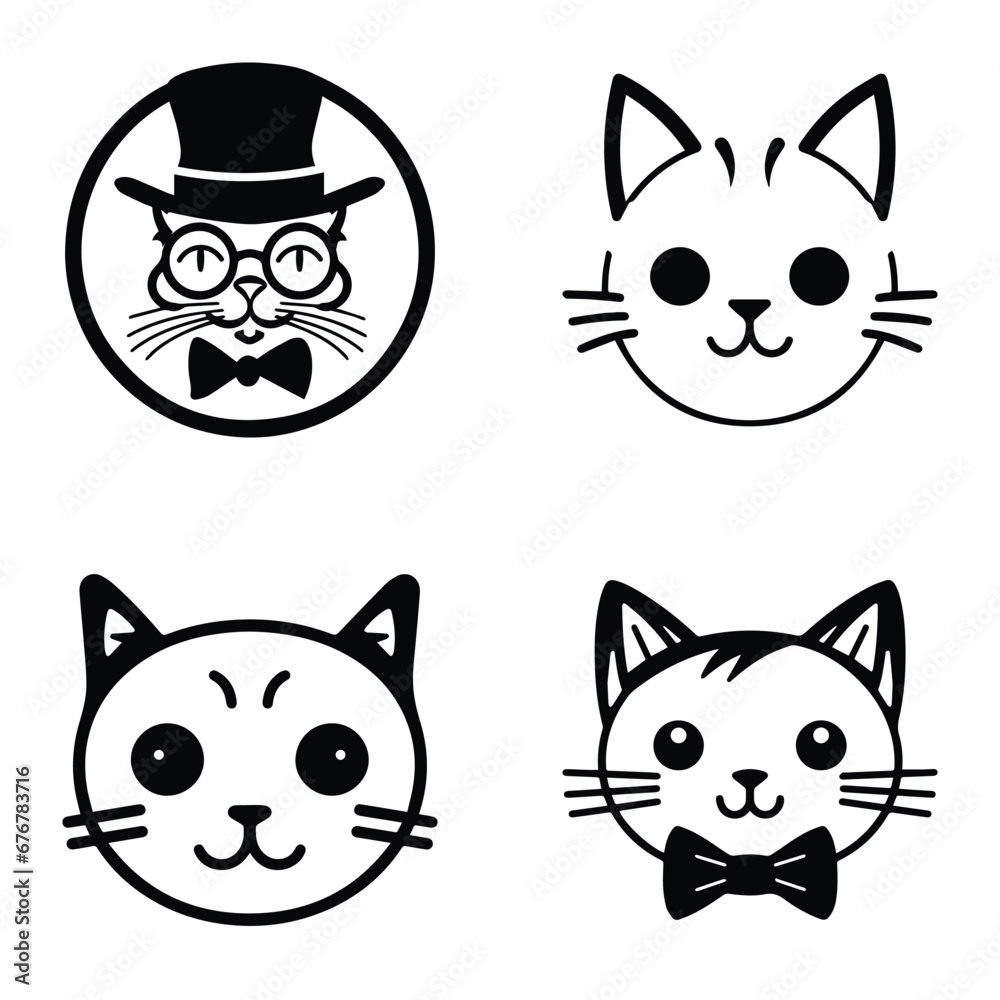 Cats3 Flat Icon Set Isolated On White Background Cats3 Flat Icon Set Isolated On White Background