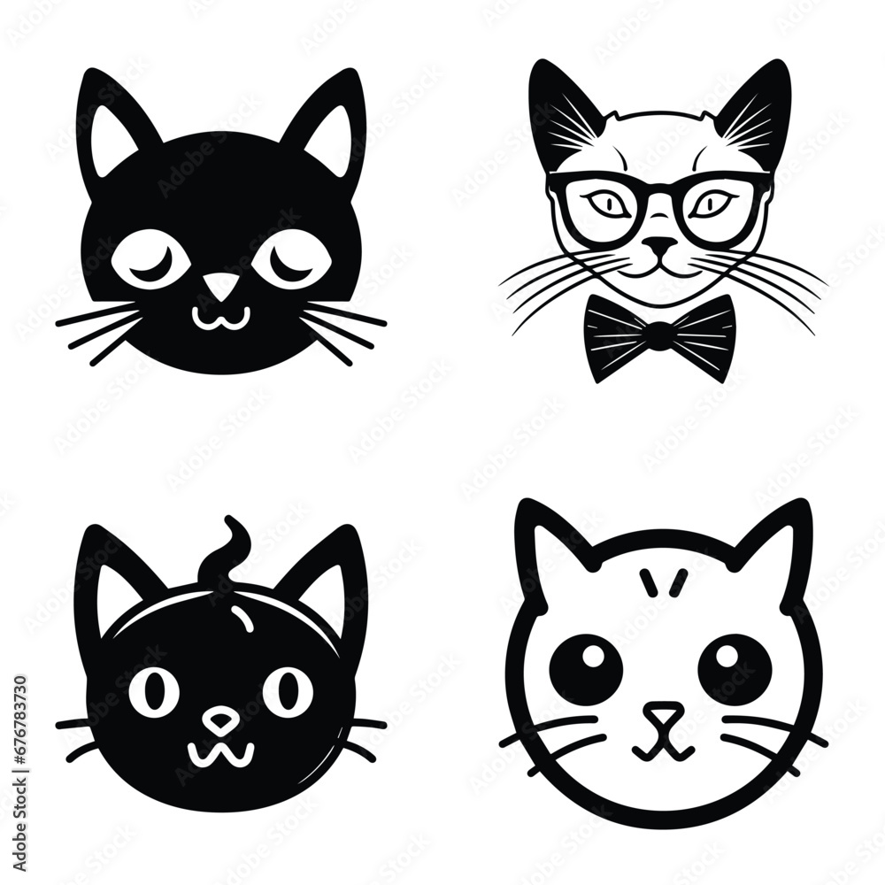 Cats3 Flat Icon Set Isolated On White Background Cats3 Flat Icon Set Isolated On White Background