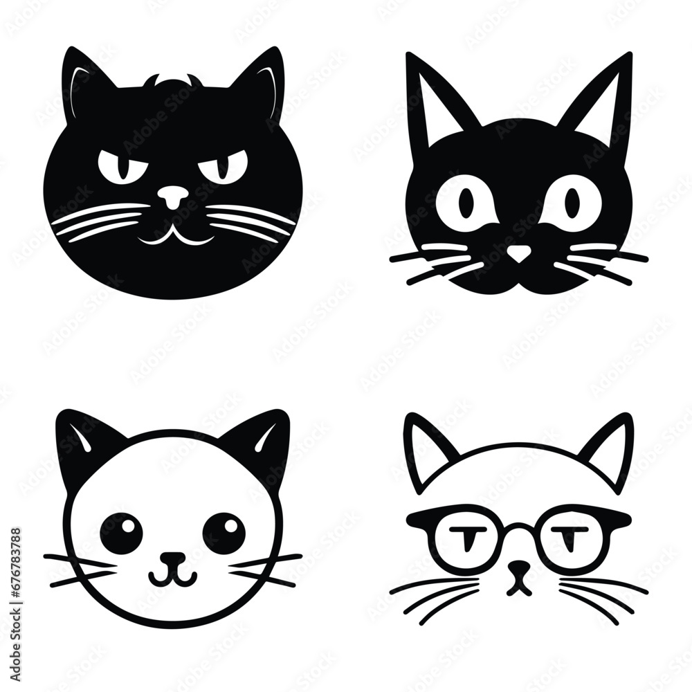 Cats3 Flat Icon Set Isolated On White Background Cats3 Flat Icon Set Isolated On White Background