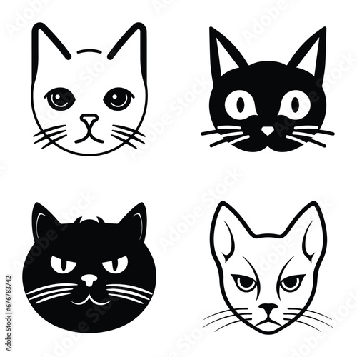 Fototapeta Naklejka Na Ścianę i Meble -  Cats3 Flat Icon Set Isolated On White Background