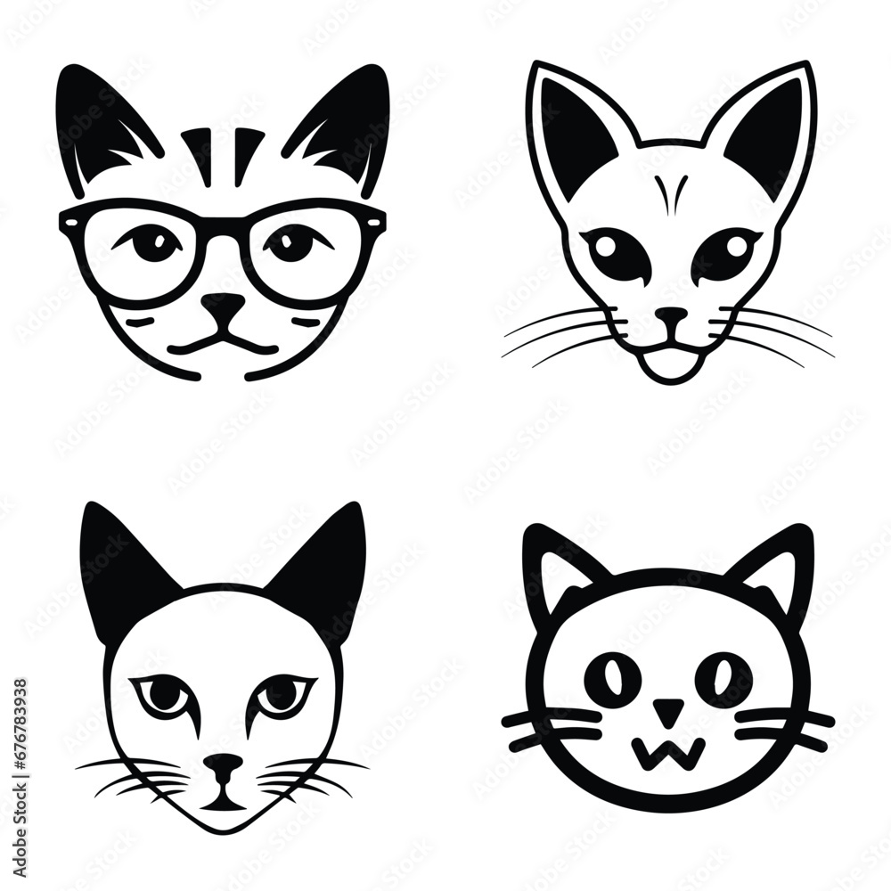 Cats3 Flat Icon Set Isolated On White Background