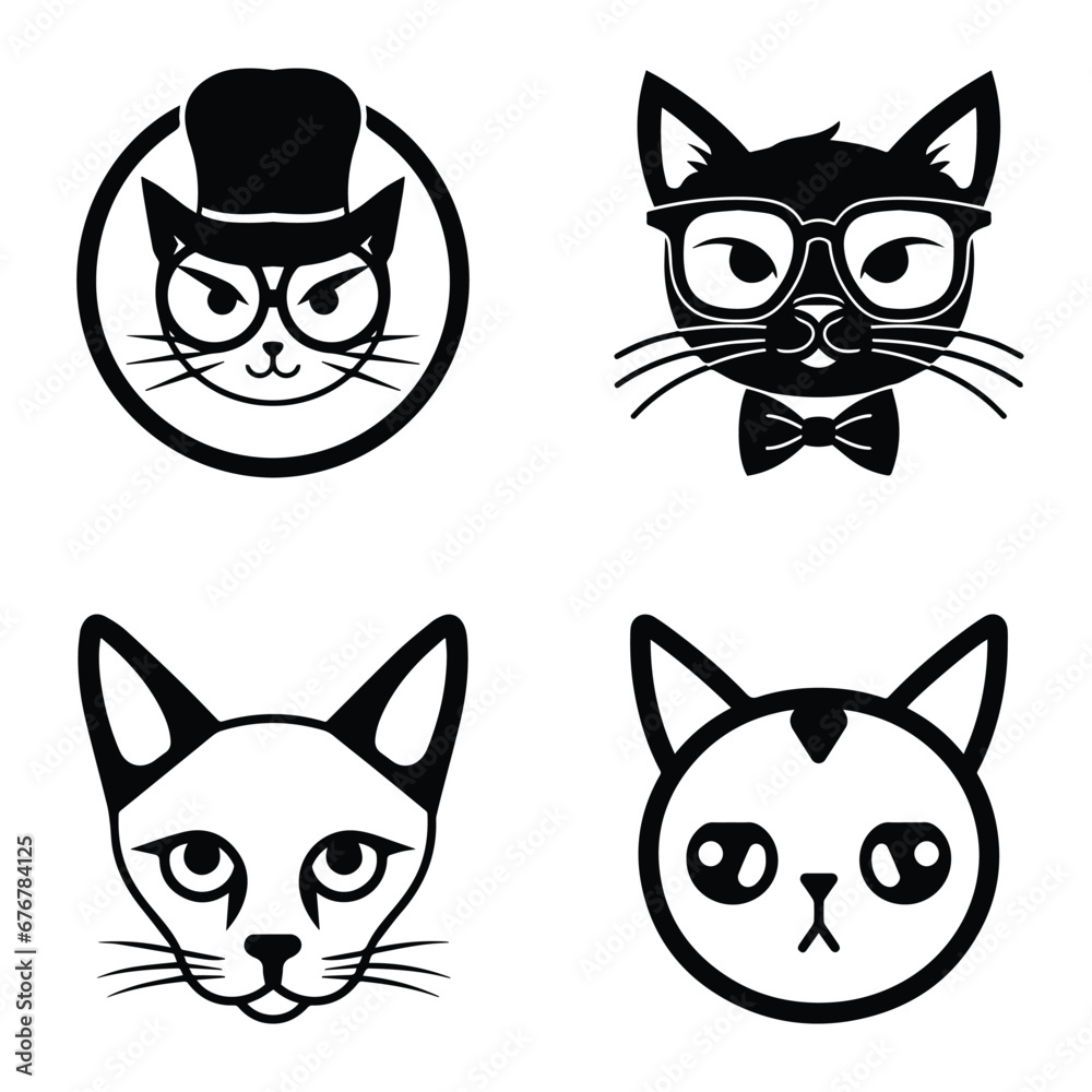 Cats3 Flat Icon Set Isolated On White Background Cats3 Flat Icon Set Isolated On White Background