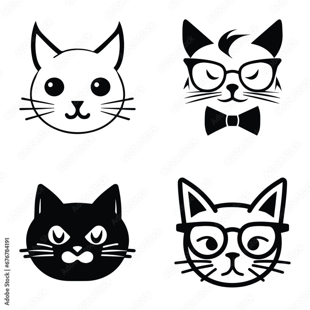 Cats3 Flat Icon Set Isolated On White Background Cats3 Flat Icon Set Isolated On White Background