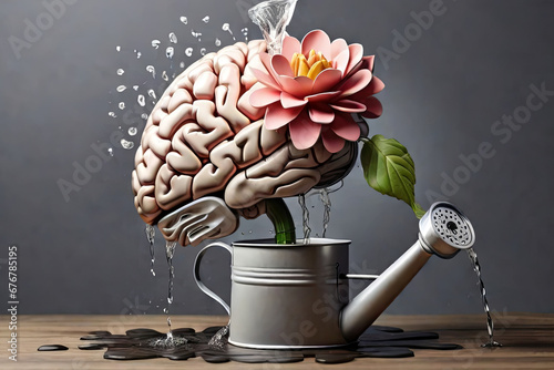 healthy mind a human brain from a flower Mental health concept positivity and creative thinking 