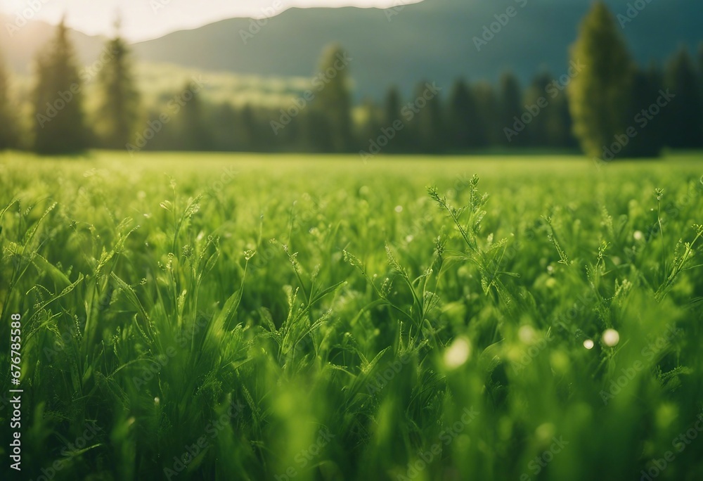 Natural scenic panorama green field image