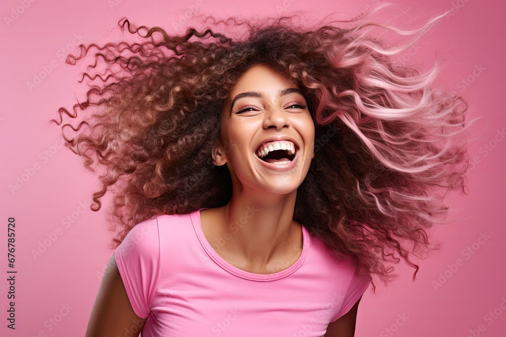 Portrait of positive emotion smiling beauty woman on studio lighting isolated pink background. Portrait of positive emotion smiling beauty woman on studio lighting isolated pink background.